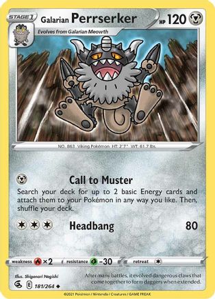 Galarian Perrserker (181)/264 Uncommon Reverse Holofoil