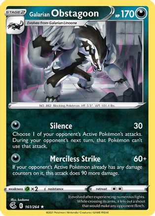Galarian Obstagoon (161)/264 Holo Rare Holofoil