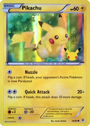 Pikachu - 26/83 (20th Anniversary) (26) Promo Holofoil