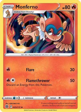 Monferno (25)/172 Uncommon Reverse Holofoil