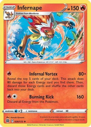 Infernape (26)/172 Holo Rare Reverse Holofoil