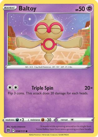 Baltoy (58)/172 Common Reverse Holofoil