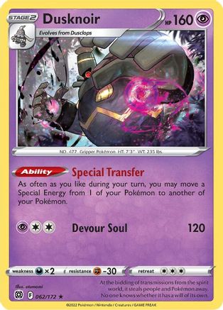 Dusknoir (62)/172 Holo Rare Holofoil
