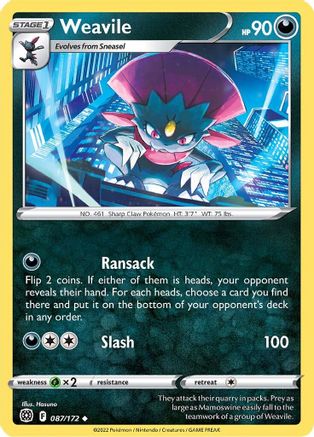Weavile (87)/172 Uncommon Reverse Holofoil