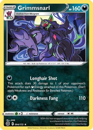 Grimmsnarl (94)/172 Rare Reverse Holofoil
