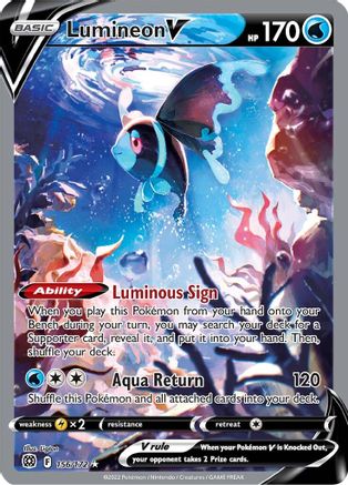 Lumineon V (Alternate Full Art) (156)/172 Ultra Rare Holofoil