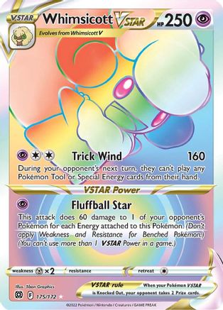 Whimsicott VSTAR (Secret) (175)/172 Secret Rare Holofoil