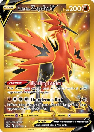 Galarian Zapdos V (Secret) (182)/172 Secret Rare Holofoil