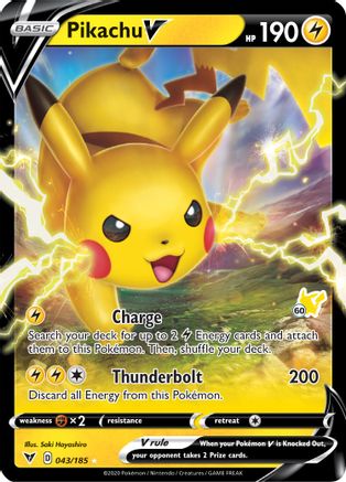 Pikachu V - 043/185 (#60 Pikachu Stamped) (43) Holo Rare Holofoil