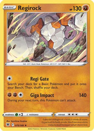 Regirock (75)/189 Rare Reverse Holofoil
