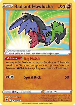Radiant Hawlucha (81)/189 Radiant Rare Holofoil