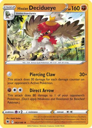 Hisuian Decidueye (82)/189 Holo Rare Holofoil