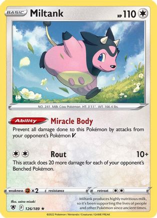 Miltank (126)/189 Holo Rare Reverse Holofoil