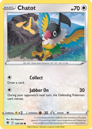 Chatot (129)/189 Common Reverse Holofoil