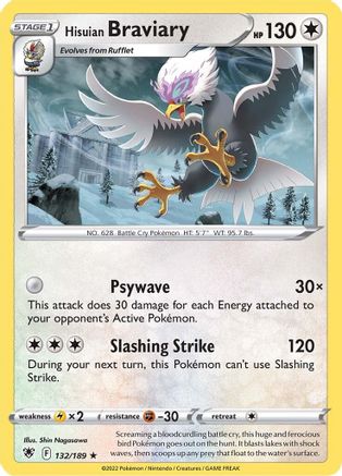 Hisuian Braviary (132)/189 Rare Reverse Holofoil