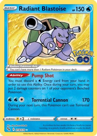 Radiant Blastoise (18)/78 Radiant Rare Holofoil