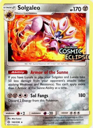Solgaleo - 142/236 (Cosmic Eclipse Stamped) (142) Promo Holofoil