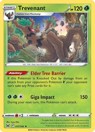 Trevenant (17)/196 Holo Rare Reverse Holofoil