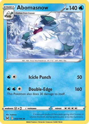 Abomasnow (43)/196 Uncommon Reverse Holofoil