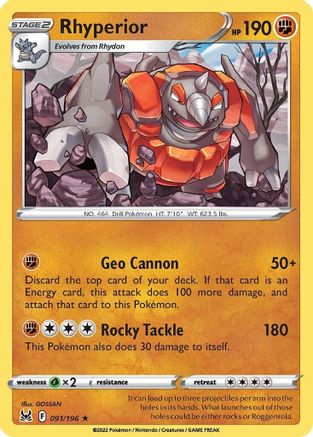 Rhyperior (91)/196 Rare Reverse Holofoil