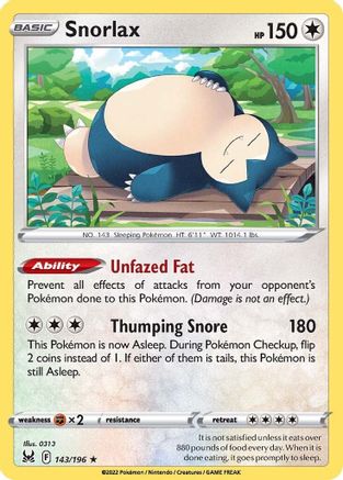 Snorlax (143)/196 Holo Rare Reverse Holofoil