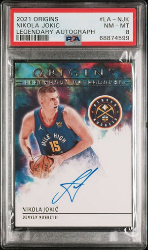 Psa 8 Nikola Jokic #LA-NJK Legendary Autograph (Cabinet)