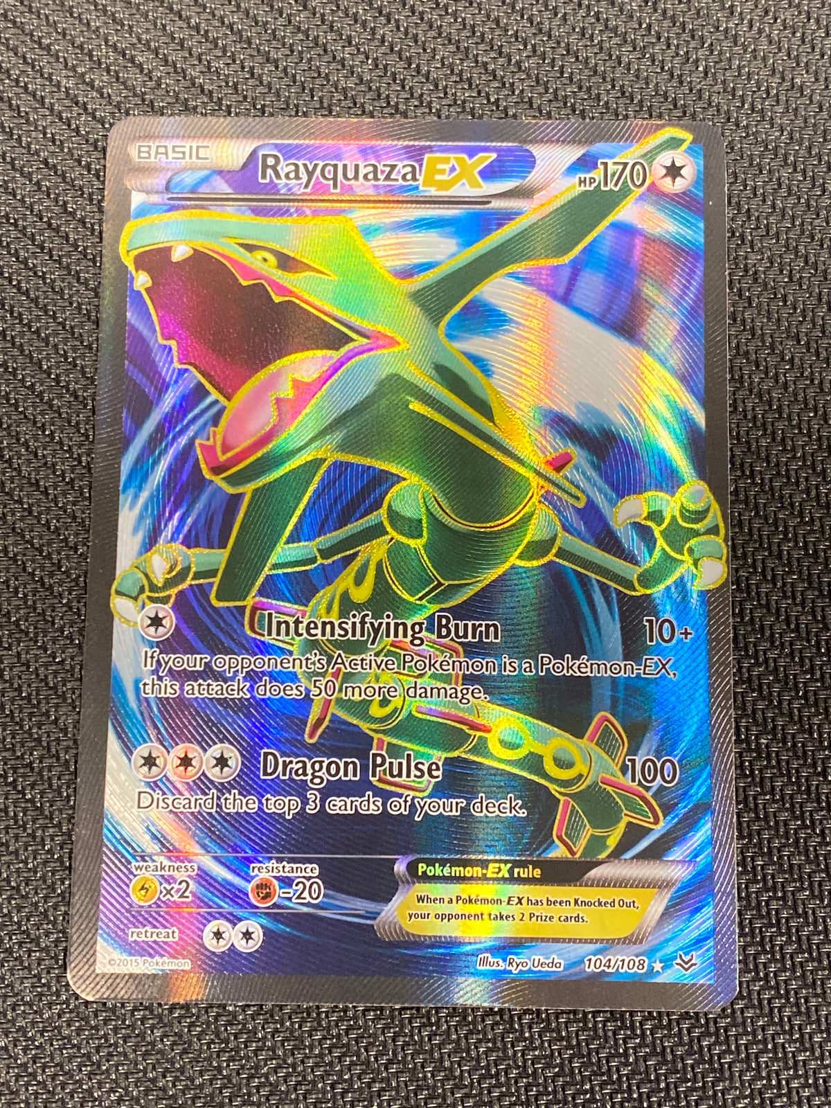 Lightly Played Rayquaza EX (104 Full Art)/108 Ultra Rare Holofoil (Cabinet-LP)