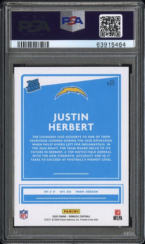 PSA 9 Justin Herbert #303 Authenticated Auto On Card Donruss (cabinet)