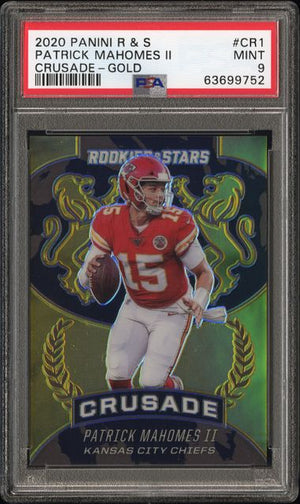 PSA 9 Patrick Mahomes II #CR1 Gold Crusade 1/10 Rookies & Stars (cabinet)