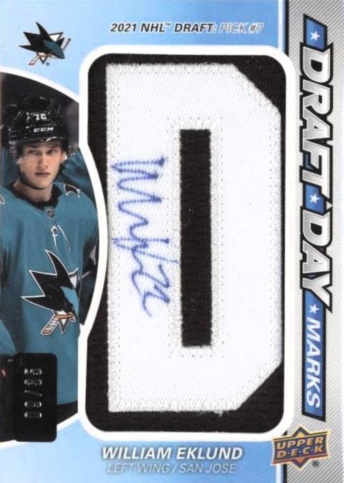 2021-22 William Eklund DDM-WE 24/35 letter "D" SP game used RC (cabinet)