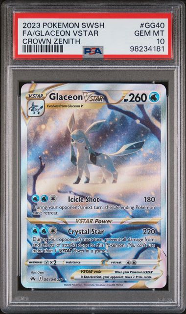 PSA 10 Glaceon Vstar gg40/gg70 Crown Zenith (Cabinet)