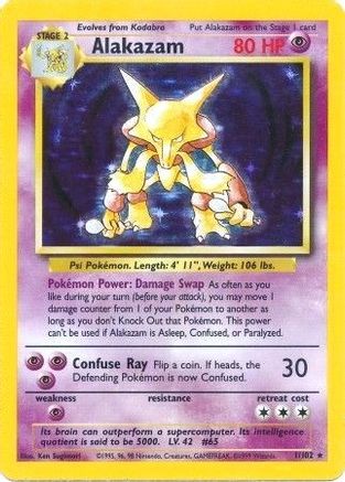 Alakazam lightly played (1)/102 Holo base set (Cabinet-LP)