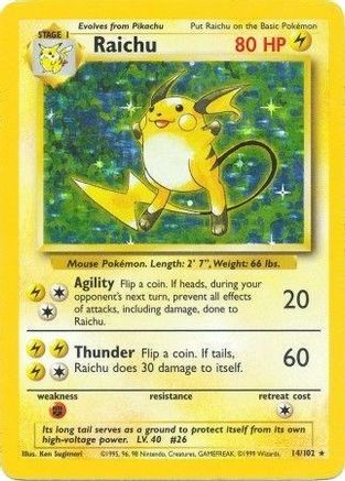 Raichu (14)/102 Holo Rare Holofoil