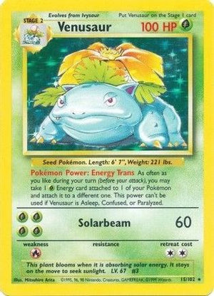 Lightly Played Venusaur (15)/102 Base Set Holofoil (Cabinet-LP)
