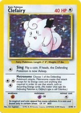 Clefairy (5)/102 Holo Rare Holofoil