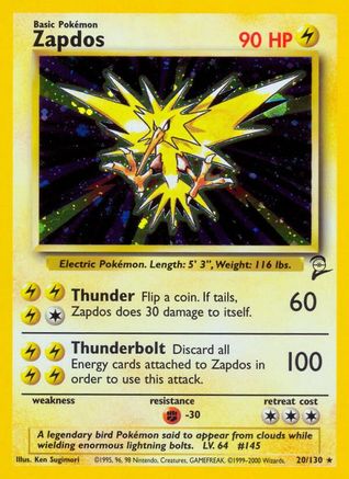 Zapdos (20)/130 Holo Rare Holofoil