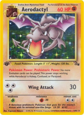 Aerodactyl (1) (1)/62 Holo Rare 1st Edition Holofoil