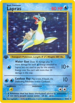 Lapras (10) (10)/62 Holo Rare Unlimited Holofoil