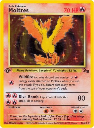Moltres (12) (12)/62 Holo Rare 1st Edition Holofoil