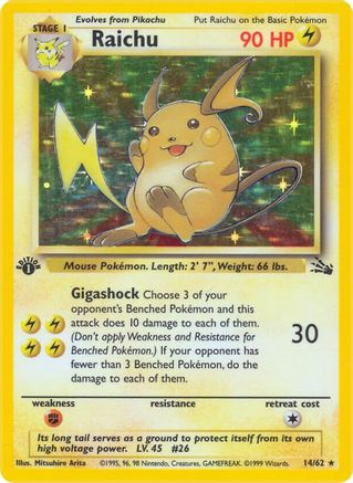 Raichu (14) (14)/62 Holo Rare 1st Edition Holofoil