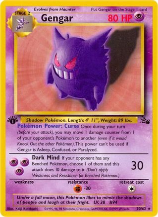 Gengar (20) (20)/62 Rare 1st Edition