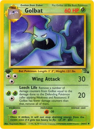 Golbat (34)/62 Uncommon 1st Edition