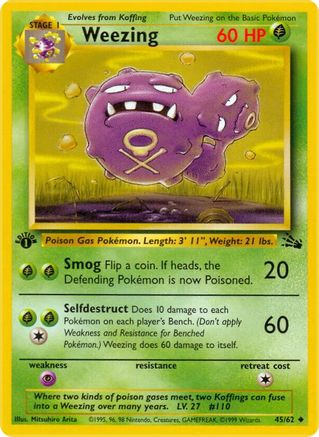 Weezing (45)/62 Uncommon 1st Edition