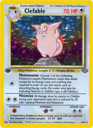 Clefable (1) (1)/64 Holo Rare Unlimited Holofoil