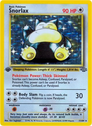 Snorlax (11) (11)/64 Holo Rare 1st Edition Holofoil