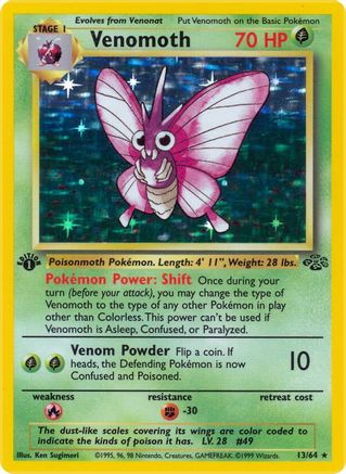 Venomoth (13) (13)/64 Holo Rare 1st Edition Holofoil