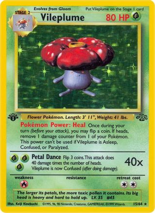 Vileplume (15) (15)/64 Holo Rare 1st Edition Holofoil