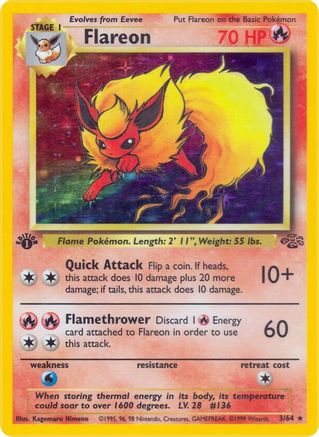Flareon (3) (3)/64 Holo Rare Unlimited Holofoil