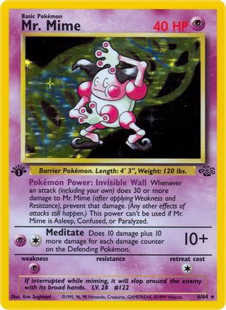Mr. Mime (6) (6)/64 Holo Rare 1st Edition Holofoil