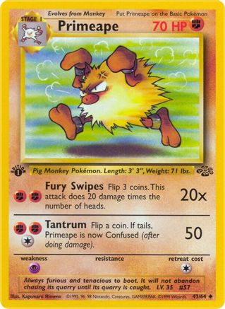 Primeape (43)/64 Uncommon 1st Edition